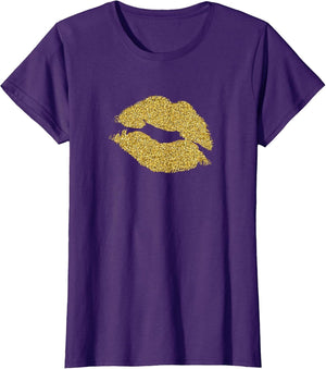 Hot Gold Lips Lipstick Kiss 80's Costume Retro Party T Shirt