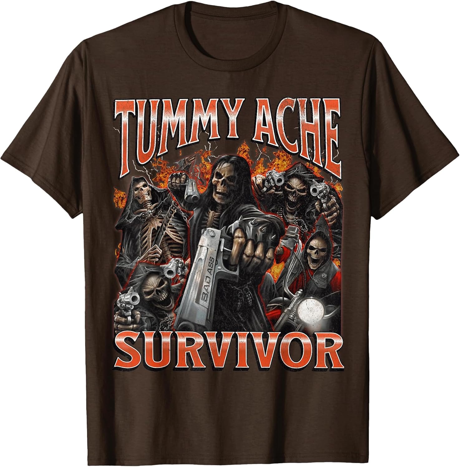 Tummy Ache Survivor Funny Hard Skeleton Meme Bootleg Graphic