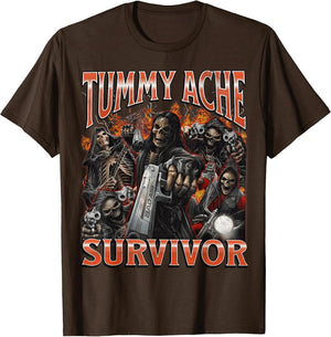 Tummy Ache Survivor Funny Hard Skeleton Meme Bootleg Graphic