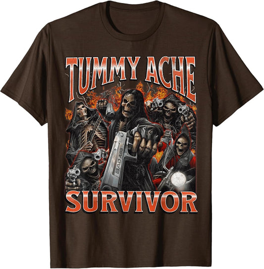 Tummy Ache Survivor Funny Hard Skeleton Meme Bootleg Graphic