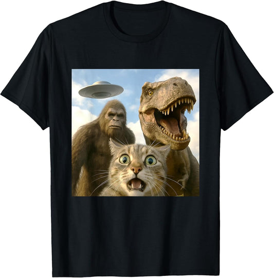 Funny Cat Selfie with Bigfoot Dinosaur UFO Women