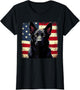 Patriotic Black German Shepherd USA American Flag Dog Lover