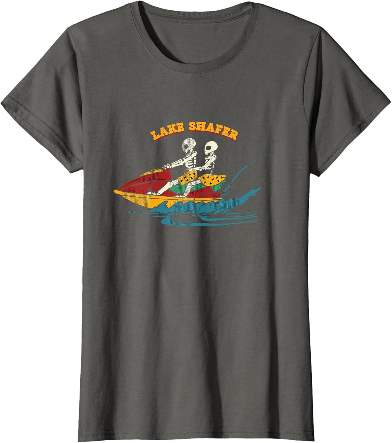 Lake Shafer Indiana Funny Skeleton Jet Ski Retro