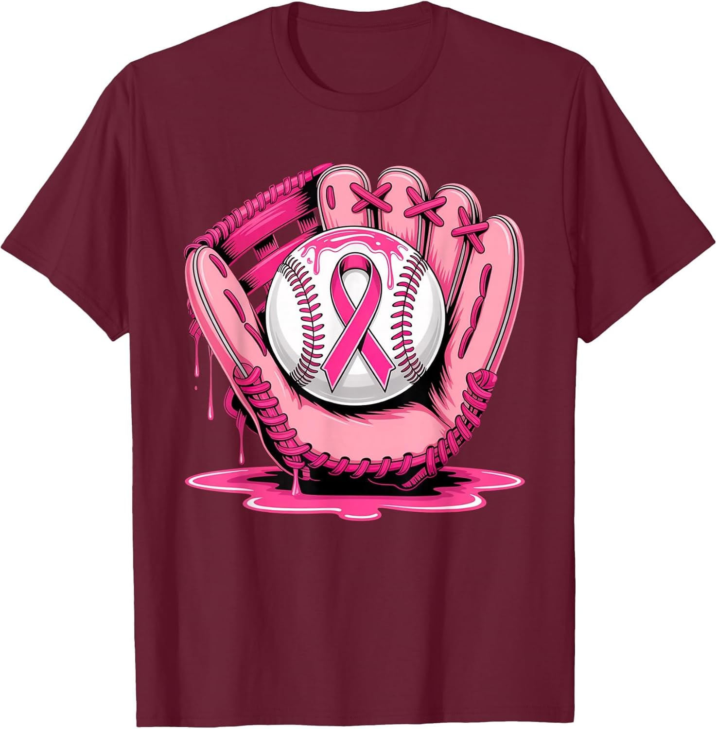 Baseball Drip Pink Breast Cancer Awareness Support Men Women