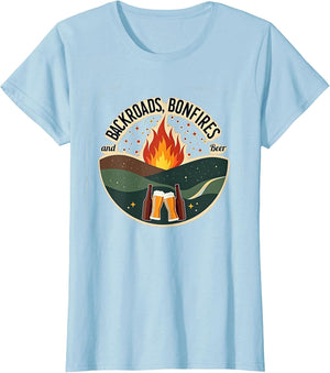 Country Shirts Men: Backroads, Bonfires, and Beer Graphic
