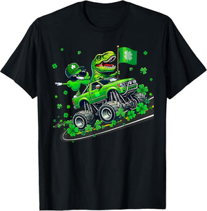Funny Shamrock Dinosaur Monster Truck St Patrick Toddler Boy