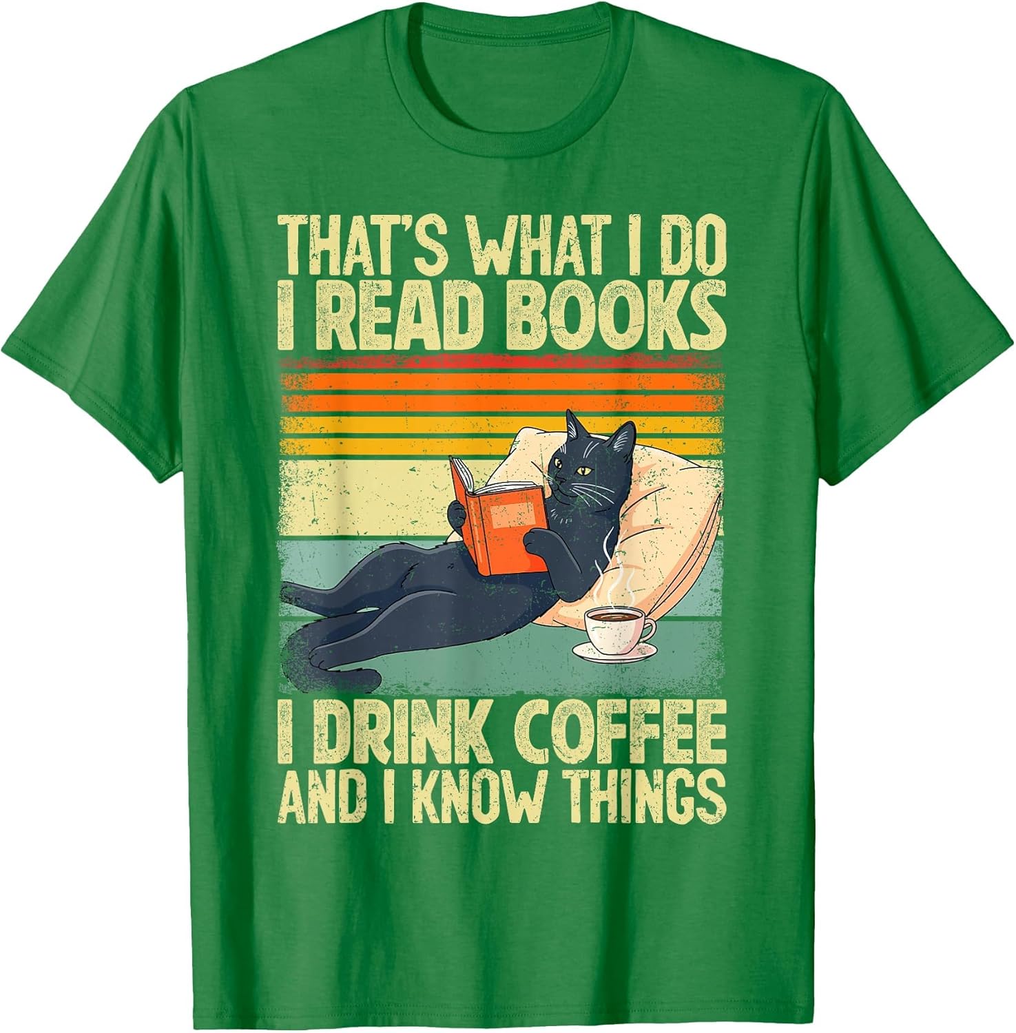 Cat Reading Book Lover Coffee Books Teacher Librarian Cat