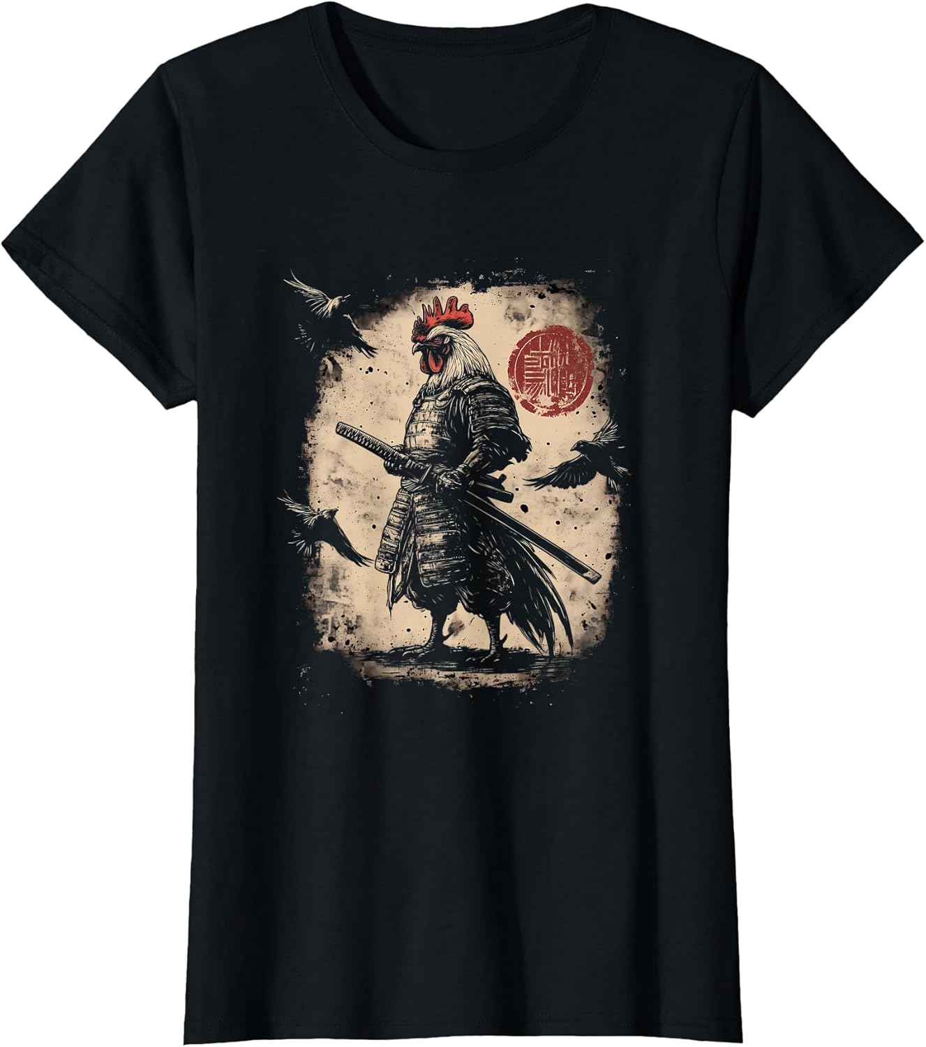 Samurai Rooster Warrior Vintage Japanese Anime Funny