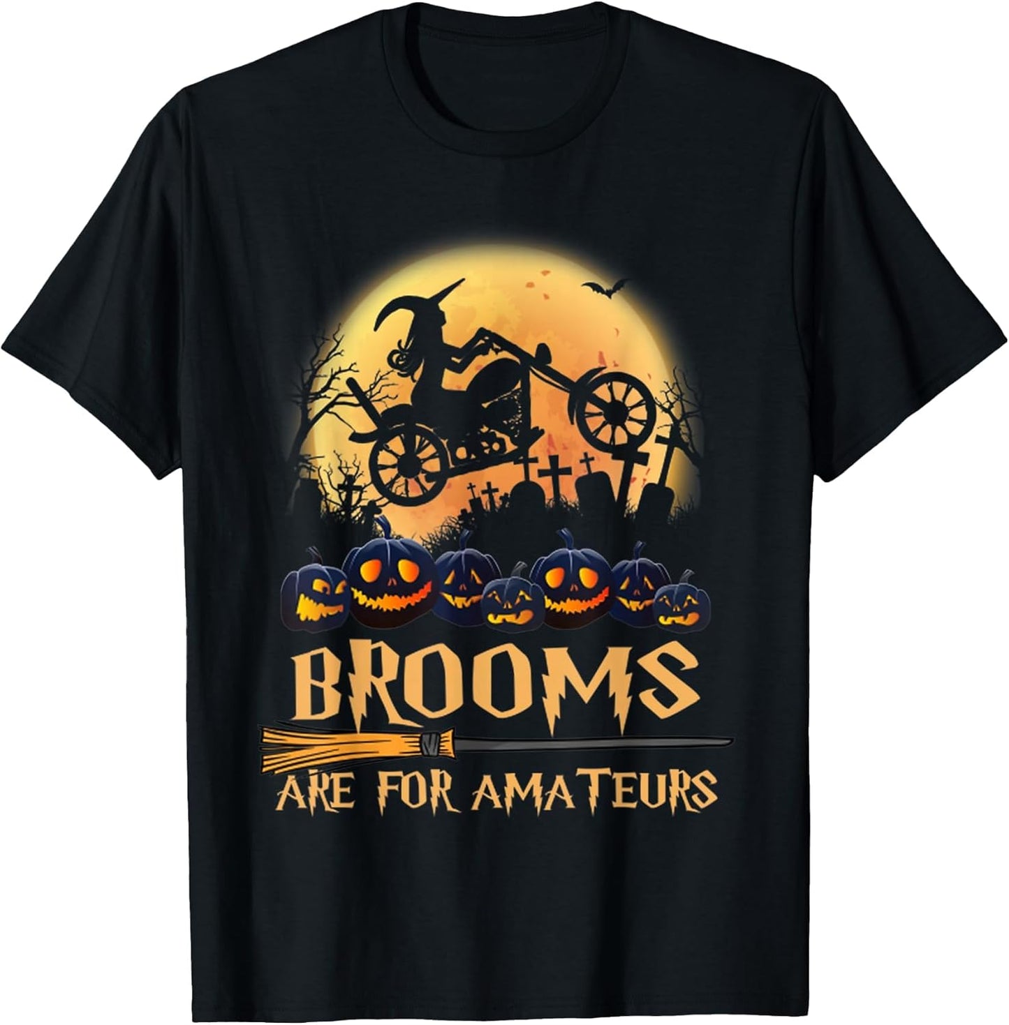 Brooms are for Amateurs Halloween Girl with Motorcycle