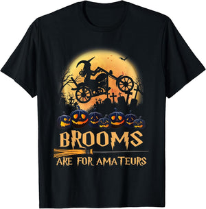 Brooms are for Amateurs Halloween Girl with Motorcycle
