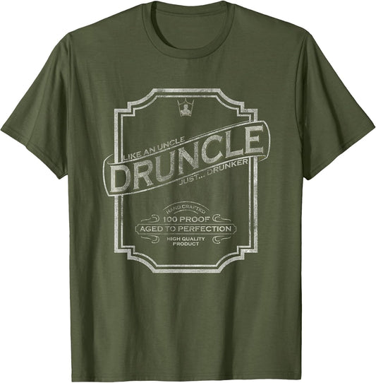 DRUNCLE Vintage Weathered Whiskey Label Design T Shirt