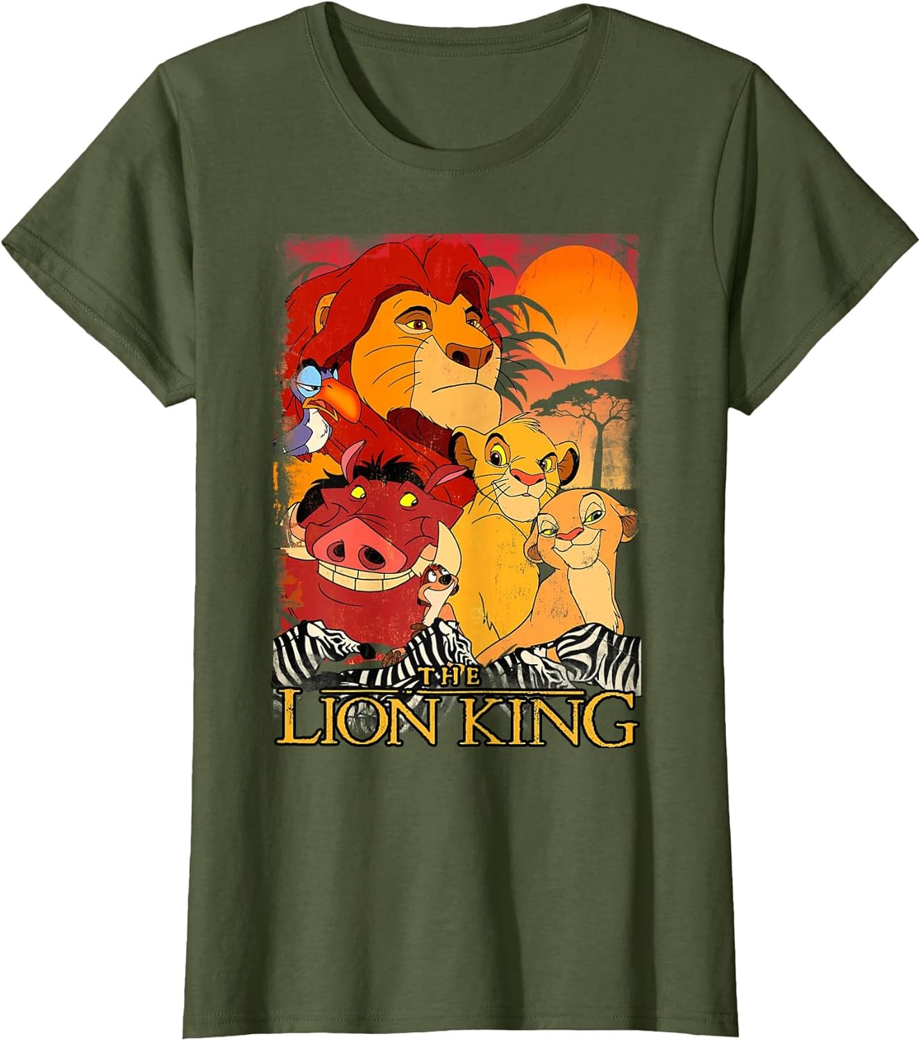 Disney Lion King Happy Group Shot Sunset Vintage Poster