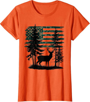Men Kids Boys Hunting Shirt Deer Hunters Toddler Camo Flag
