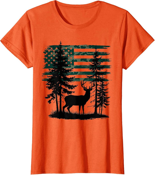 Men Kids Boys Hunting Shirt Deer Hunters Toddler Camo Flag