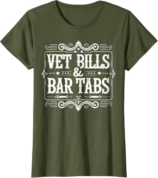 Vet Bills and Bar Tabs Funny Vintage Horse Lovers Art