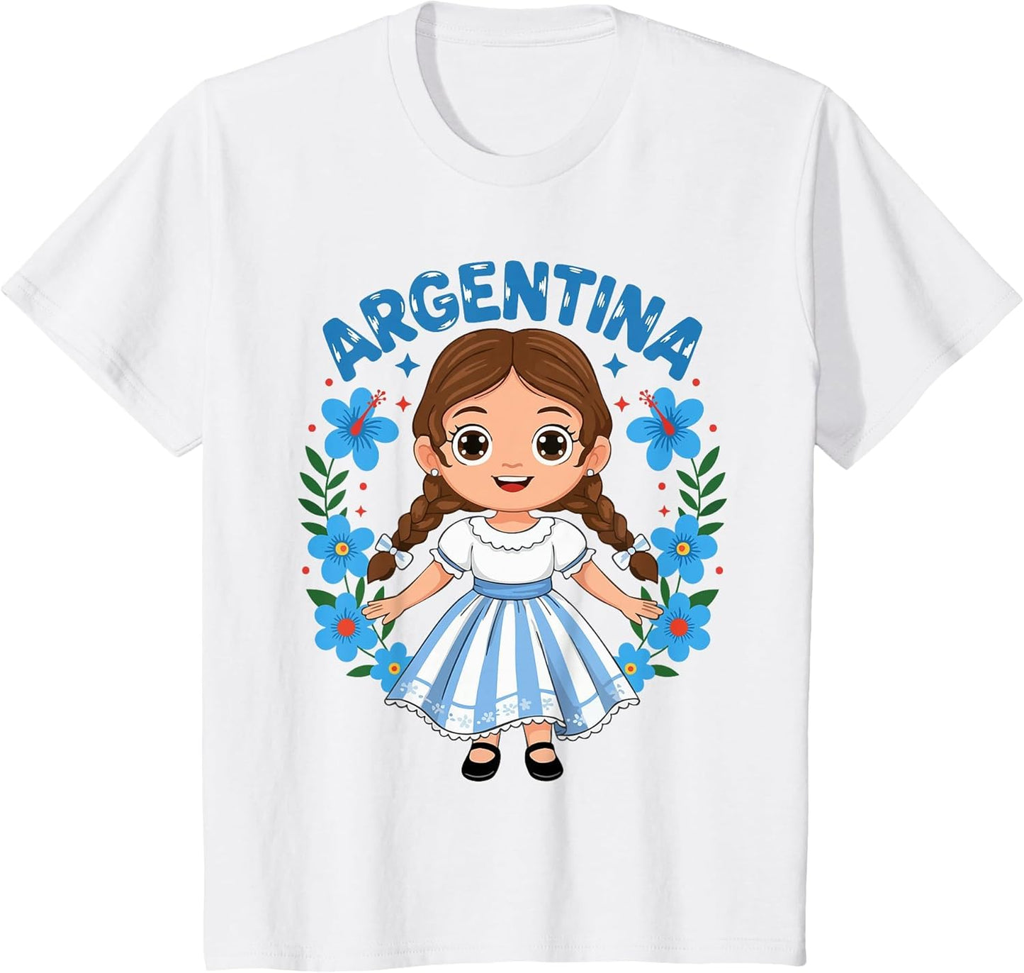 Argentina Argentinian Girl Traditional Dress Flowers