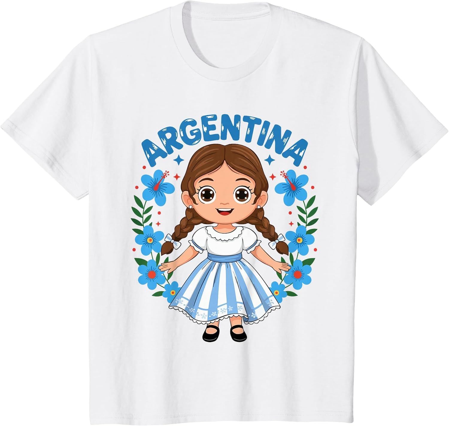 Argentina Argentinian Girl Traditional Dress Flowers
