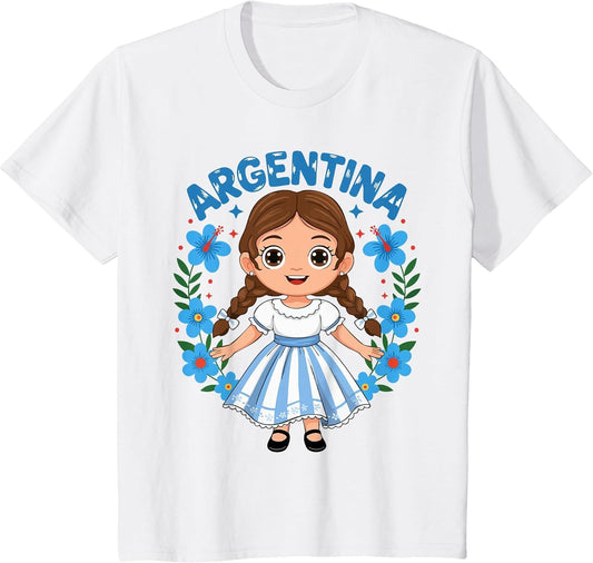Argentina Argentinian Girl Traditional Dress Flowers