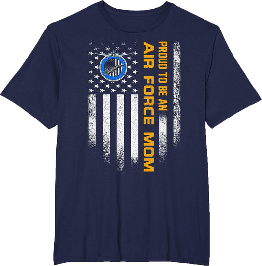 Vintage USA American Flag Proud to Be an Air Force Mom Funny
