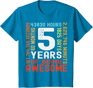 Kids 5th Birthday 5 Years Old Vintage Retro 60 Months Boy Girl