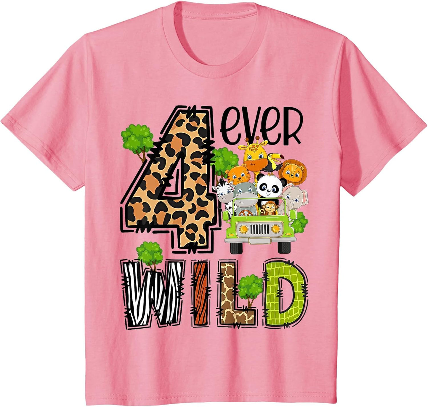 Kids Four Ever Wild 4 Year Old 4th Birthday Young Safari Zoo Bday