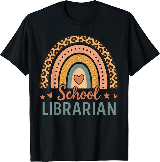 Cute School Librarian Rainbow Leopard Print Funny Librarian