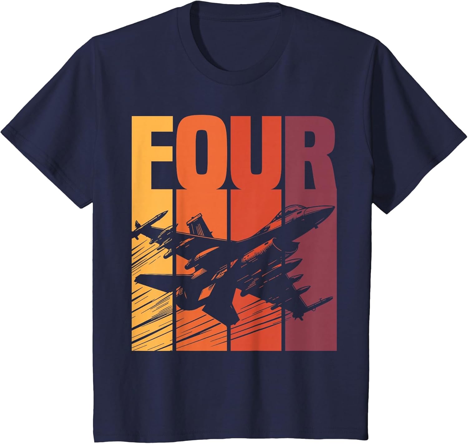 Military Fighter Jet Retro Four Year Old Boys 4th Birthday