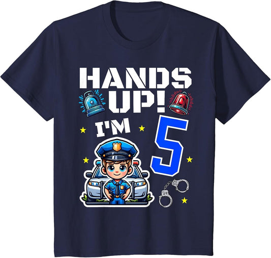 Kids 5th Birthday Boy Police Car Policeman 5 Years Old Officer
