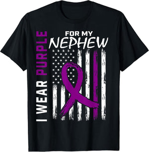 I Wear Purple for My Nephew Epilepsy Awareness Shirts Flag