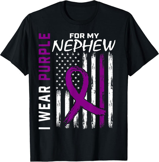 I Wear Purple for My Nephew Epilepsy Awareness Shirts Flag