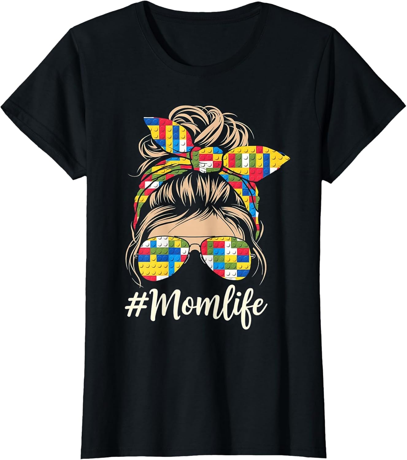Building Block Messy Bun Mom Life Master Builder Mothers Day