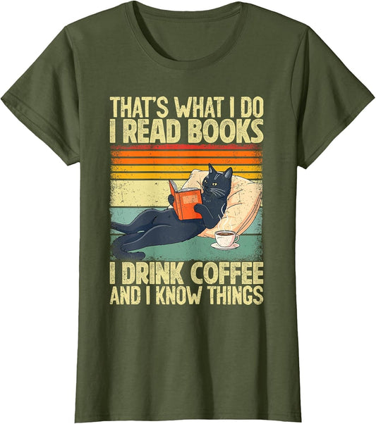 Cat Reading Book Lover Coffee Books Teacher Librarian Cat