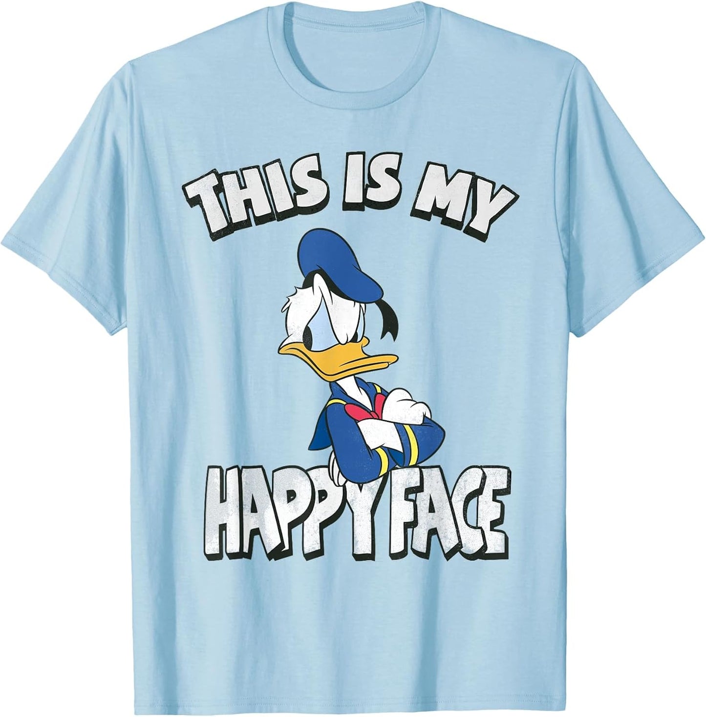 Disney Mickey and Friends Donald Duck Happy Face , Men, Baby Blue, 3X-Large
