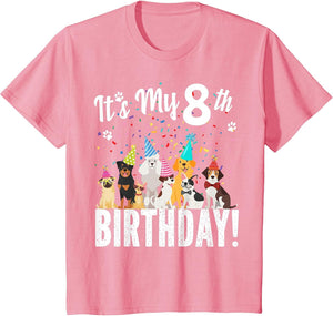 its My 8th Birthday Shirt Toddler Girl with Dogs (Eight)