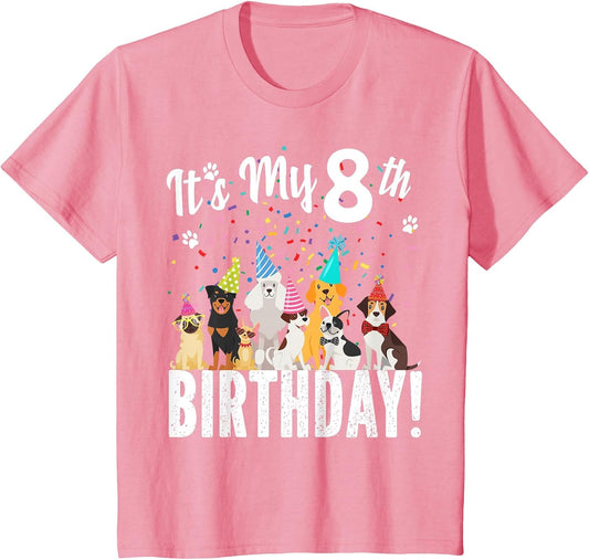 its My 8th Birthday Shirt Toddler Girl with Dogs (Eight)