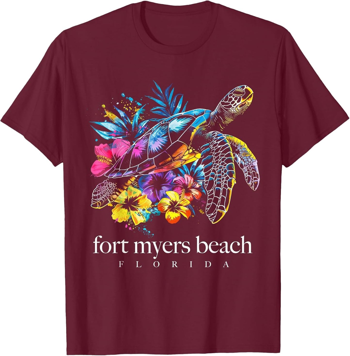 Fort Myers Beach Florida Sea Turtle Flowers Surfer Souvenir