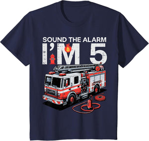 Sound The Alarm Im 5 Fire Truck 5th Birthday Bday Boys Kids
