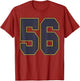 #56 Outline Number 56 Fan Varsity Sports Team Red Jersey