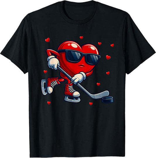 Funny Heart Playing Hockey Valentine Outfit Men Boy