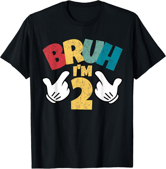 Bruh Im 2 2nd Birthday Boy Retro Two Year Old Toddler