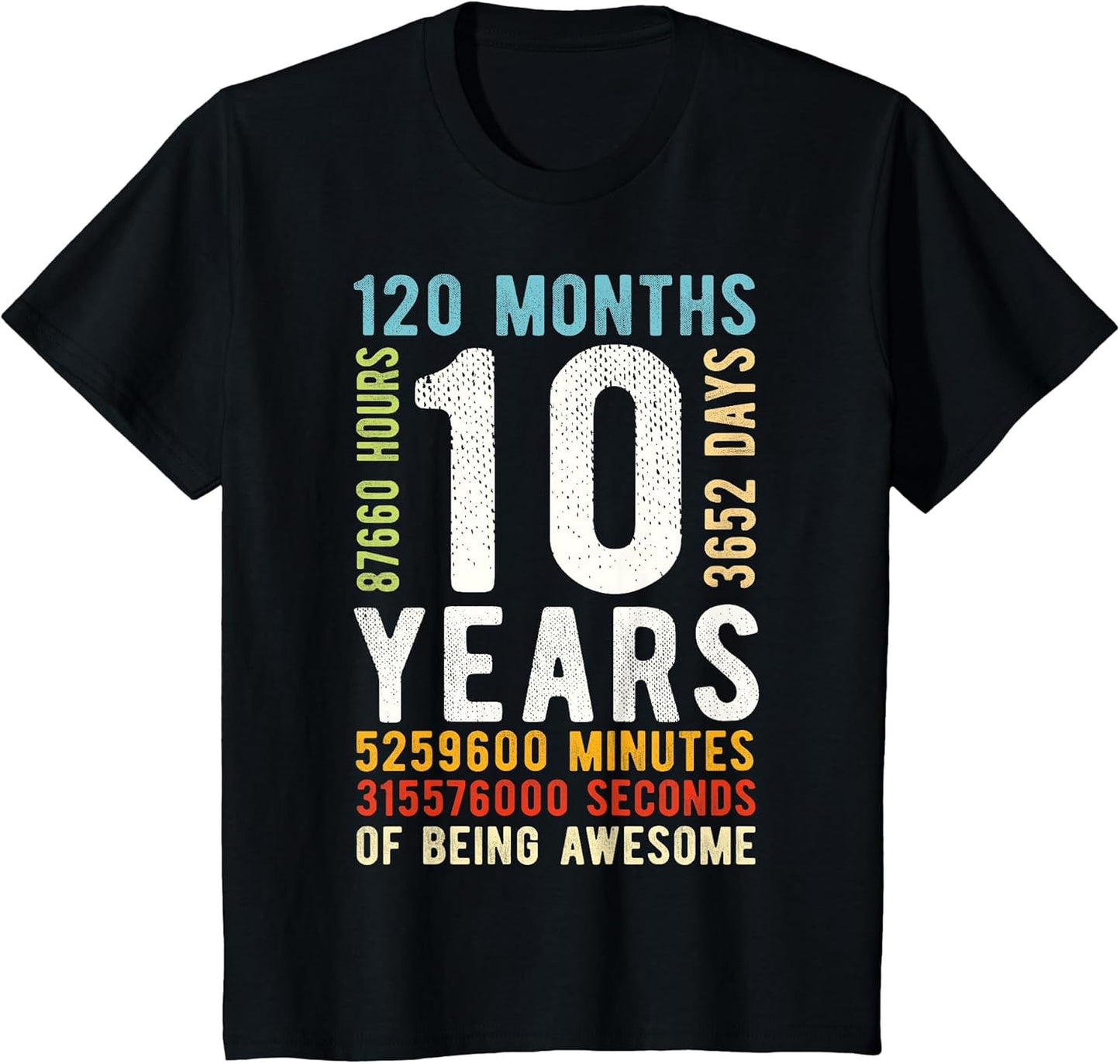 10th Birthday 10 Years Old Vintage Retro 120 Months
