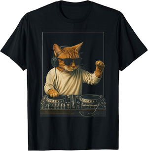 Vintage Orange Tabby Cat Playing Music Cat Lovers DJ Lovers