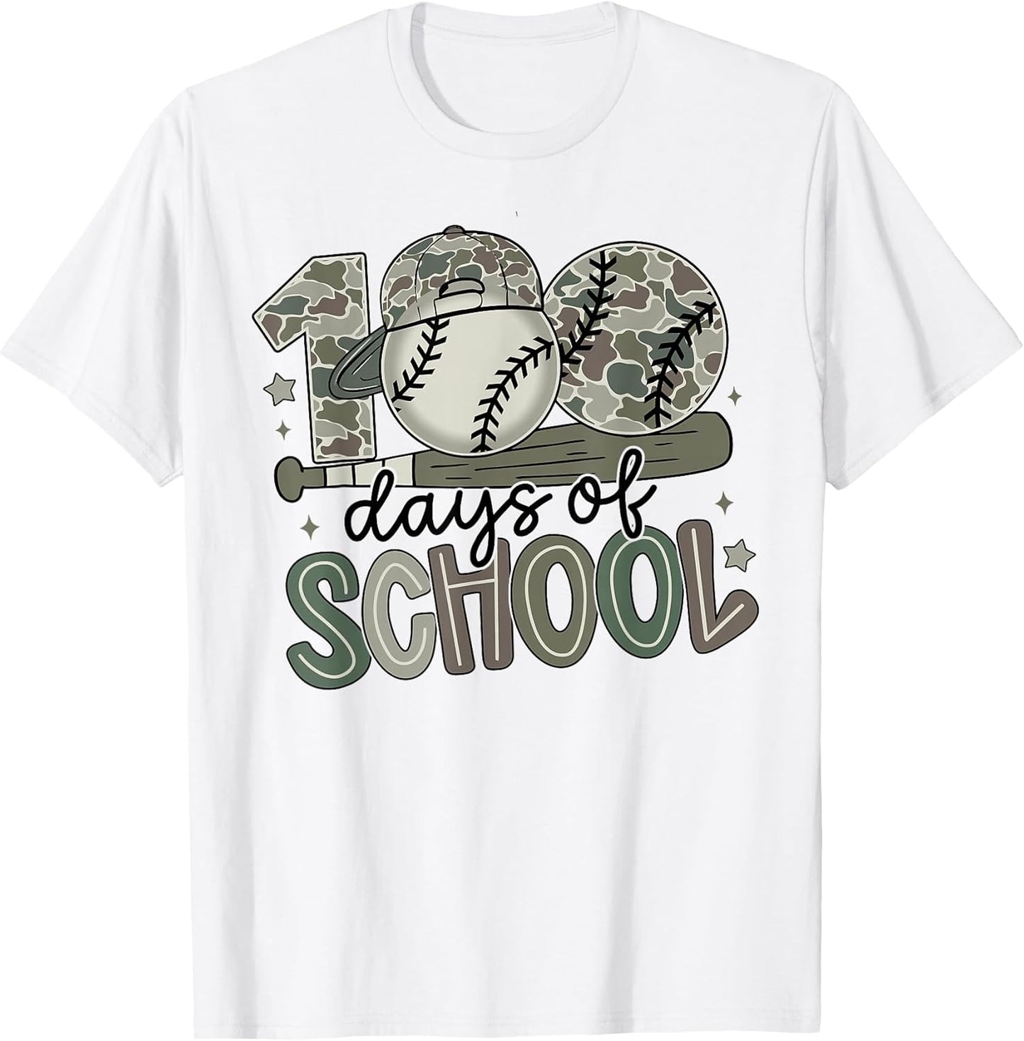 100 Days of School Baseball Camo Boys
