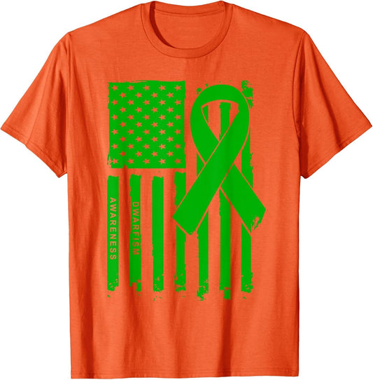 American Flag Green Ribbon Dwarfism Awareness