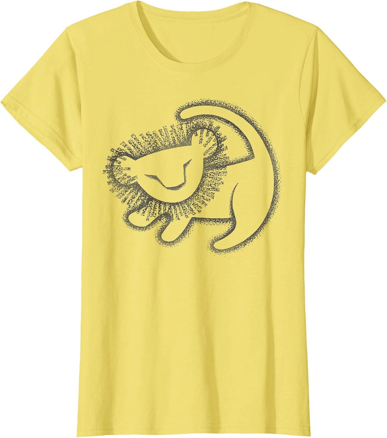 Disney The Lion King Simple Line Art Simba Cave Painting , Women, Lemon Yellow, 3X-Large