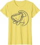 Disney The Lion King Simple Line Art Simba Cave Painting , Women, Lemon Yellow, 3X-Large