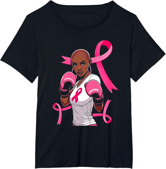 Breast Cancer Awareness African American Afro Pink Ribbon
