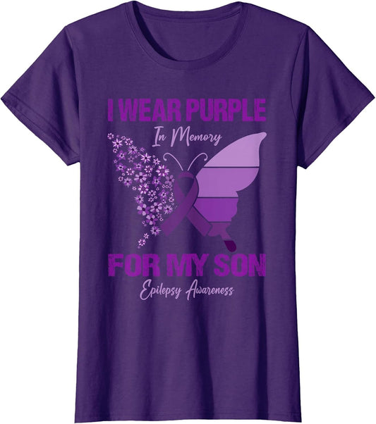 I Wear Purple in Memory for My Son Epilepsy Awareness Ribbon