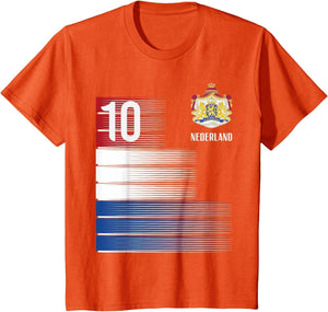 Netherlands Flag 10 Dutch Orange Soccer Men Women Kids Boys