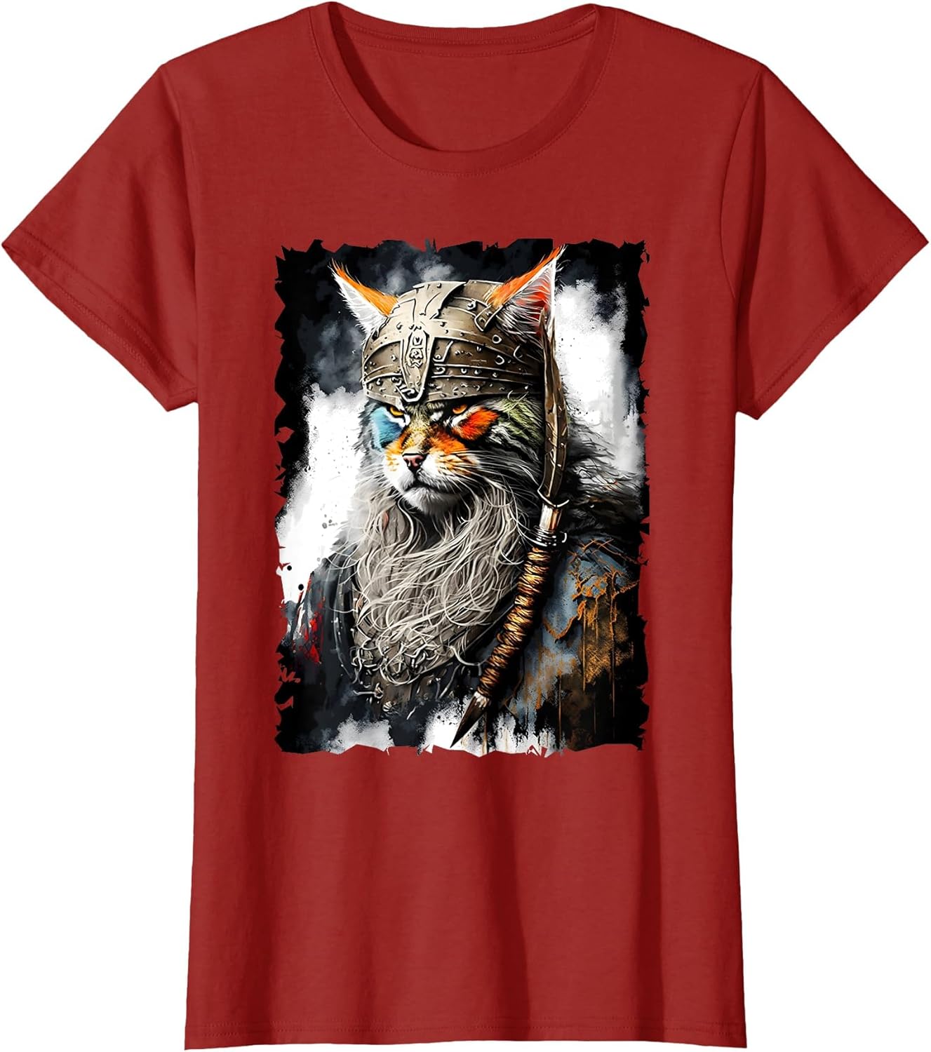Viking Cat Norse Uniform Painting Portrait Cat Viking